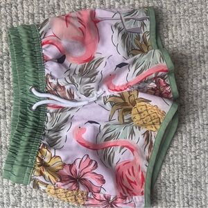 Kids Green Floral Swim Trunks